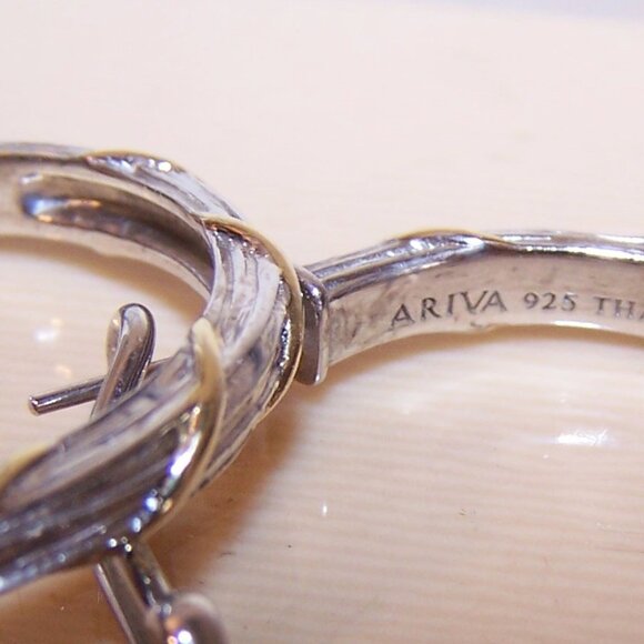 ARIVA Thaiand Sterling Silver 18K Yellow Gold Wrapped Hoop Earrings - Posts/Nuts - Picture 8 of 8